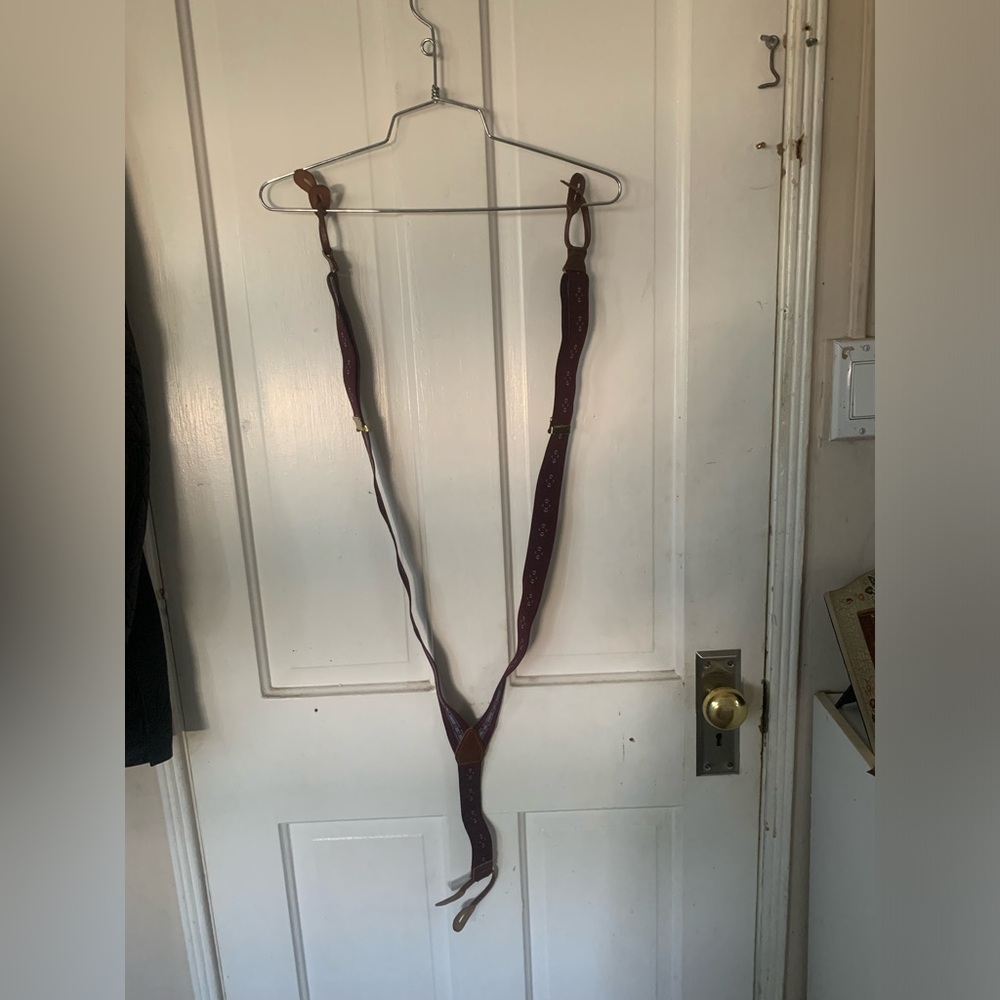 Maroon patterned suspenders